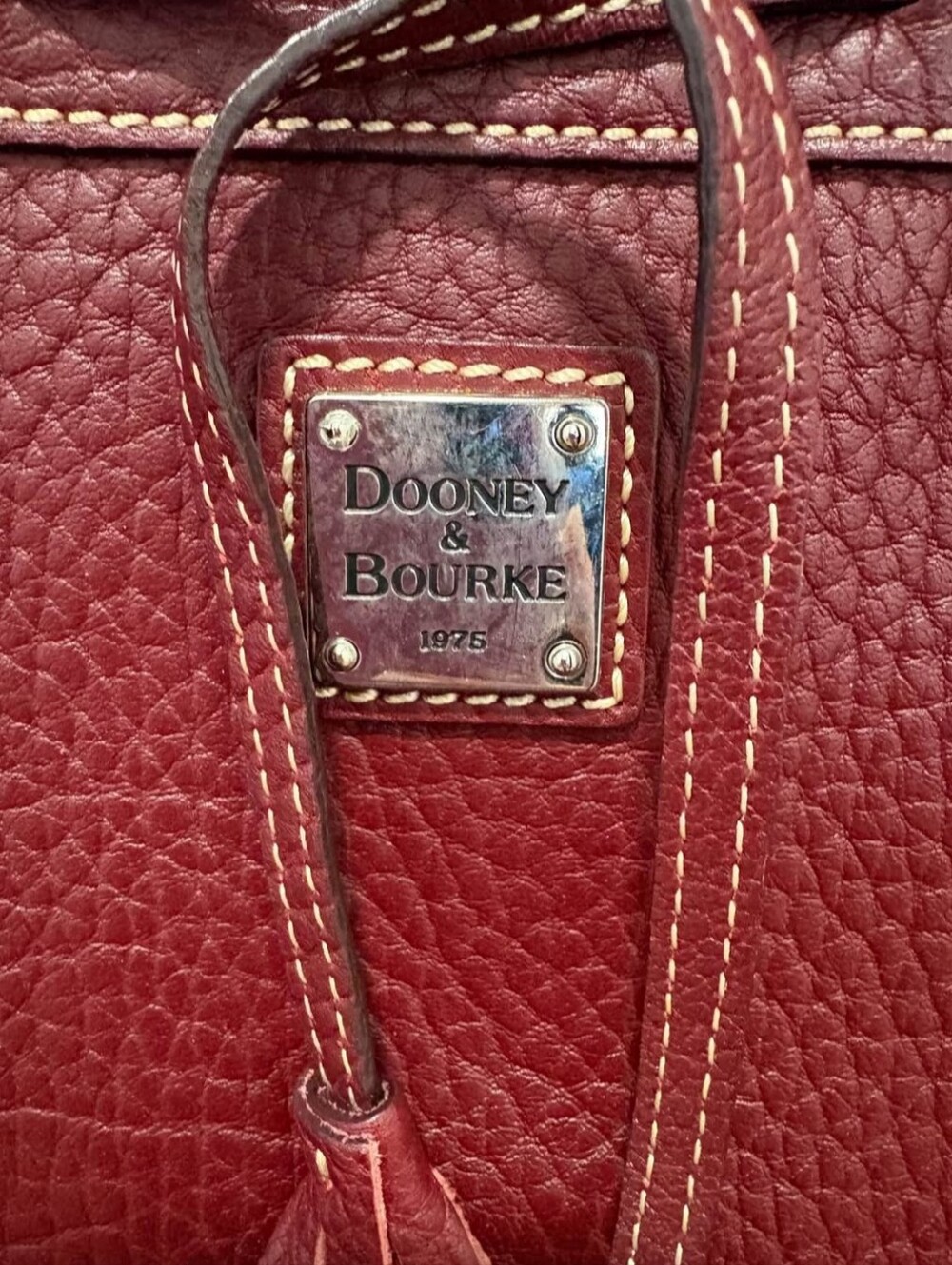 Vintage 2000s Dooney & Bourke Bordeaux Leather Tote Bag | Rare Paisley Interior - Picture 8 of 11